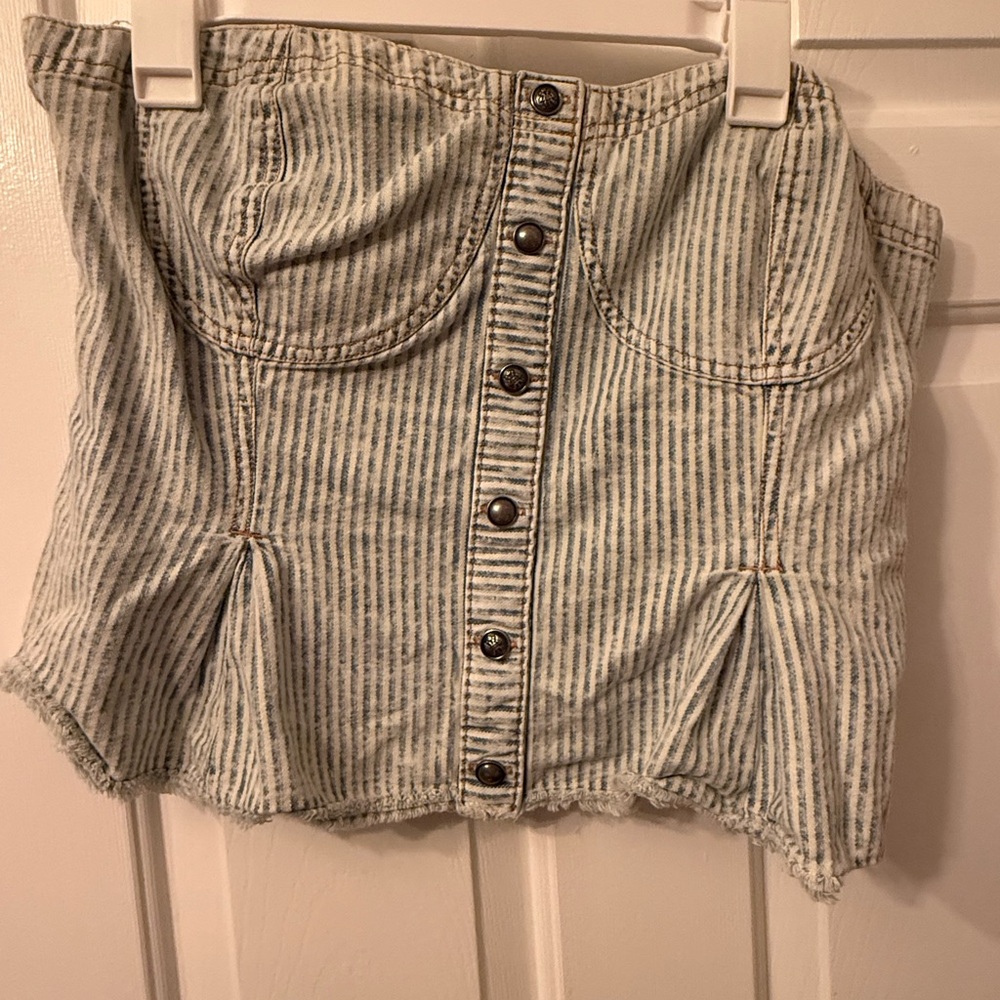 Jean Striped Button-Front Corset Top